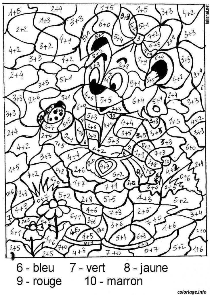 Coloriage Magique Addition Nounours Coccinnelle Dessin serapportantà Coloriage Magique Ce2 Soustraction