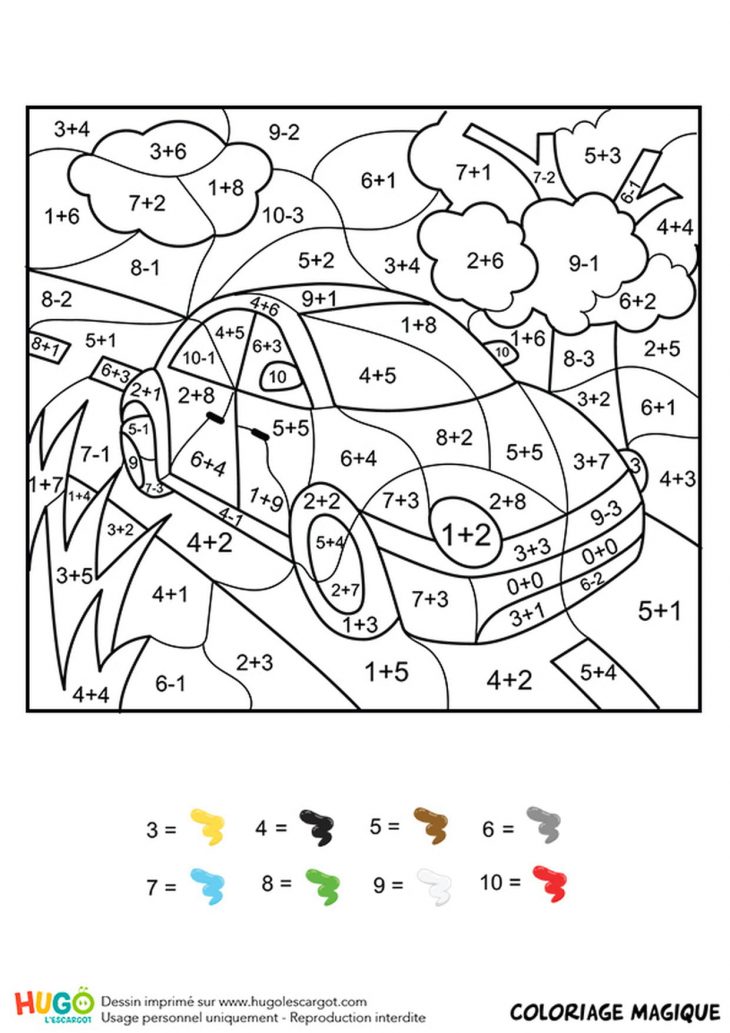 Coloriage Magique Ce1 : Une Voiture Rouge pour Coloriage Vehicule