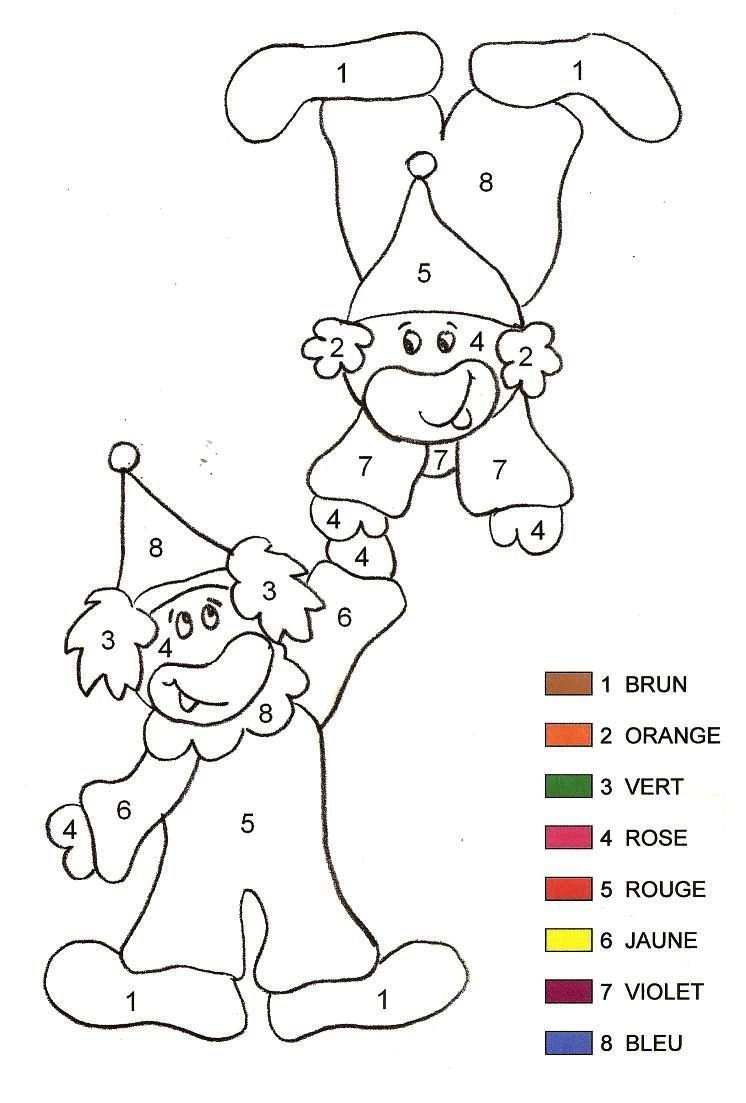 Coloriage Magique - Clown 2 Maternelle encequiconcerne Coloriage Magique Maternelle Grande Section 