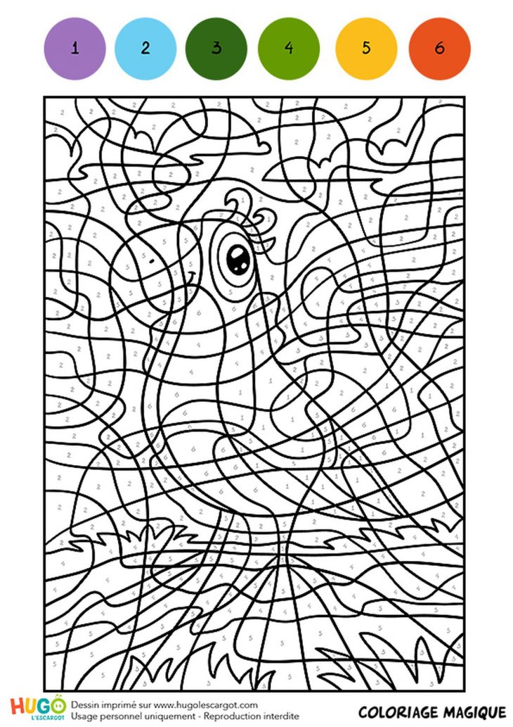 Coloriage Magique Cm1, L'oiseau À L'écharpe Verte dedans Coloriage En Ligne Difficile