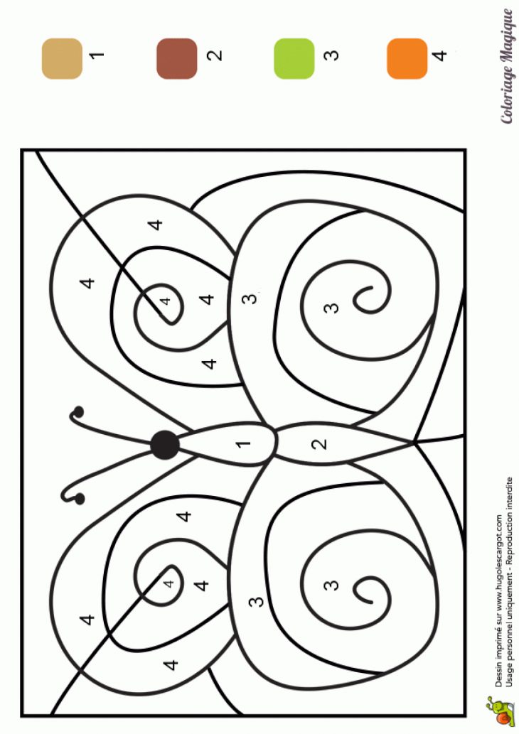 Coloriage Magique Niveau Ce1, Un Superbe Papillon pour Coloriage Numéroté Maternelle