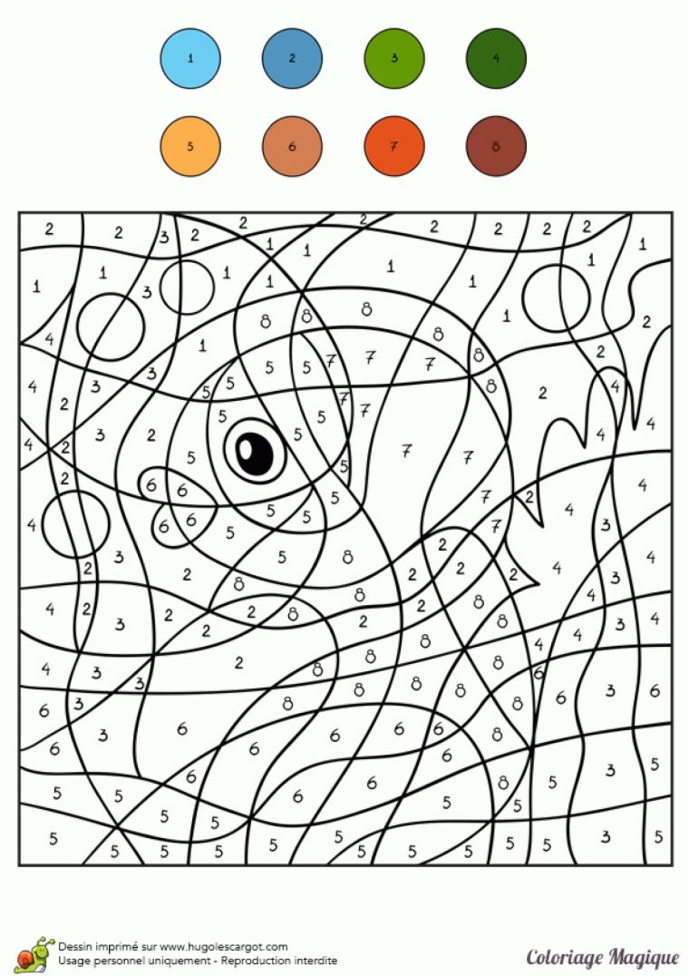 Coloriage Magique Niveau Cm1 D'un Poisson Rouge concernant Jeux De Coloriage Magique Cm1