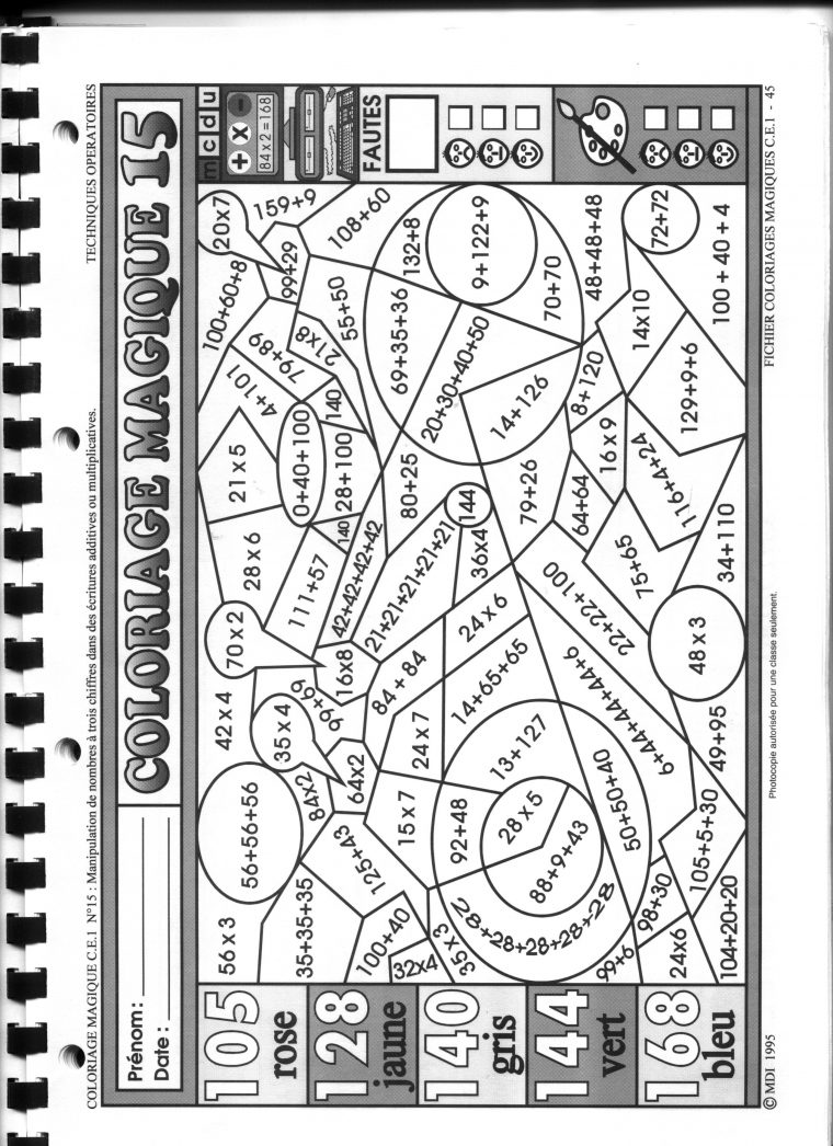 Coloriage Magique Tables De Multiplication Ce1 Go Pics à Coloriage De Calcul