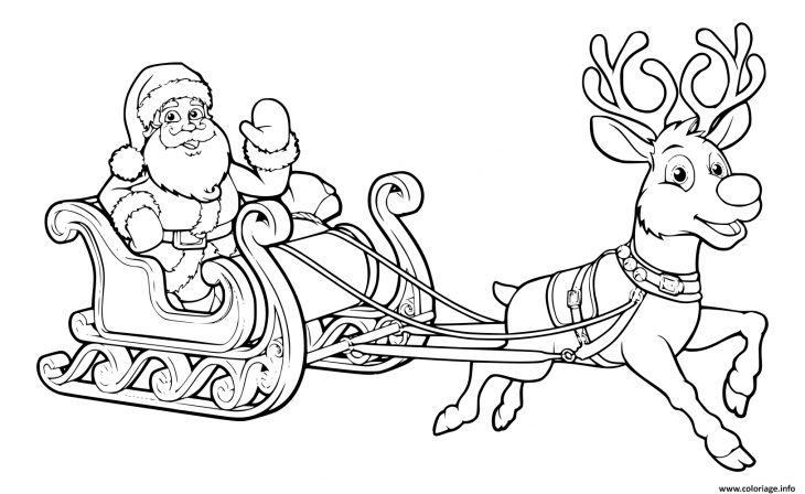 Coloriage Pere Noel Et Son Traineau De Noel Volent Traineau intérieur Dessin A Imprimer Pere Noel Gratuit