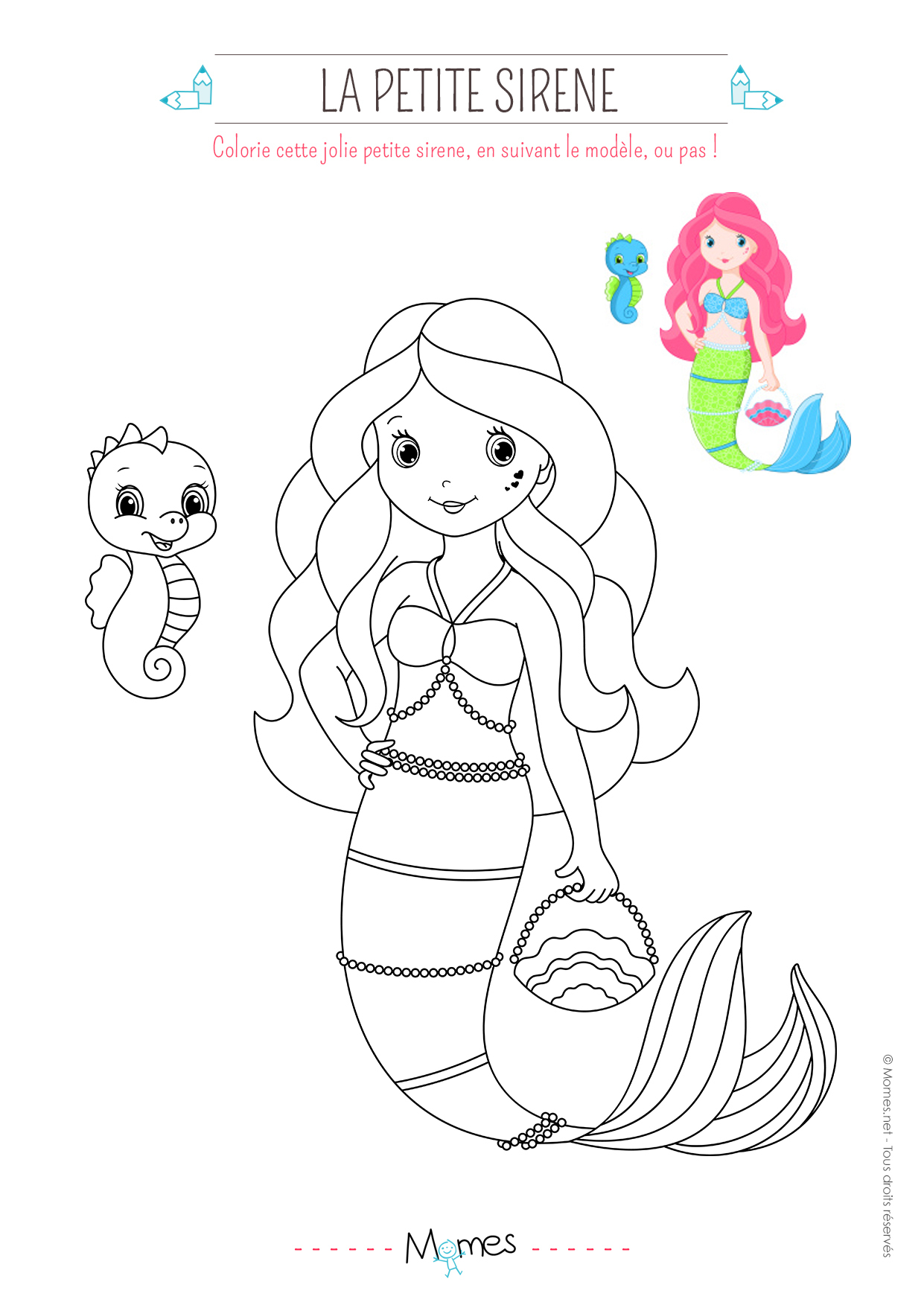 Coloriage Petite Sirène - Momes encequiconcerne Coloriage Princesse Sirene 