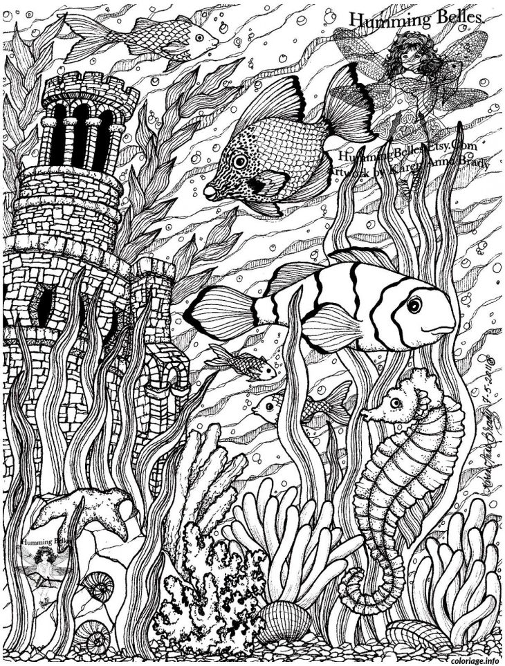 Coloriage Poissons Difficile 5 Dessin encequiconcerne Coloriage En Ligne Difficile