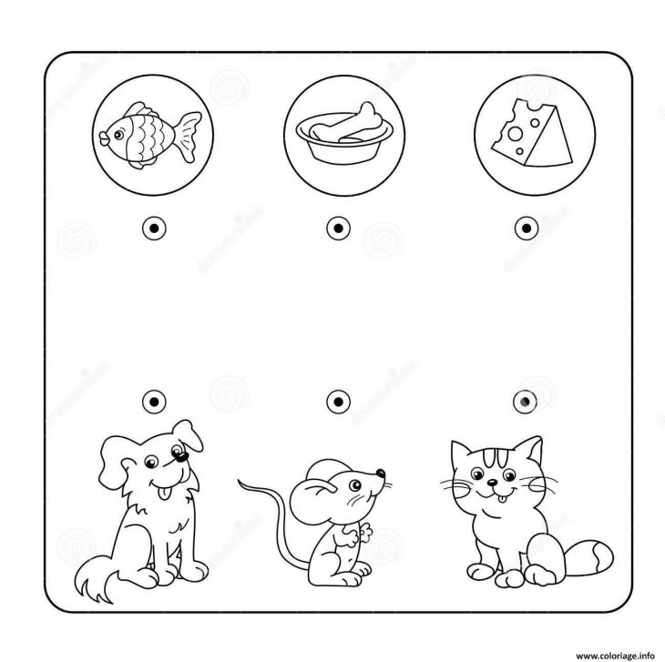 Coloriage Relie Chaque Animal A Son Repas Jeu A Imprimer Dessin dedans Jeux De Animaux Gratuit