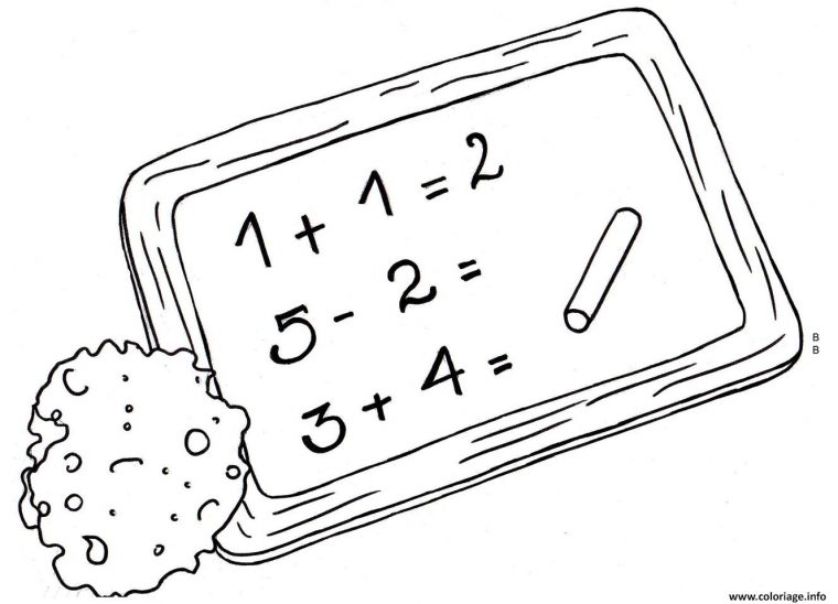 Coloriage Rentree Scolaire Ecole Calcul Tableau Dessin à Coloriage De Calcul