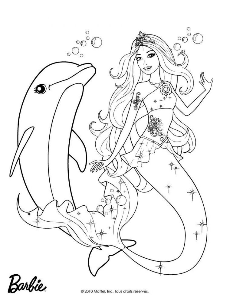 Coloriage Sirène Et Dauphin À Colorier – Dessin À Imprimer dedans Coloriage Princesse Sirene