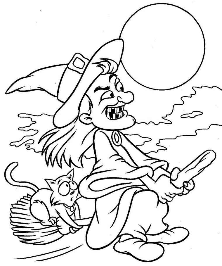 Coloriage Sorcière Halloween À Imprimer encequiconcerne Balai Coloriage