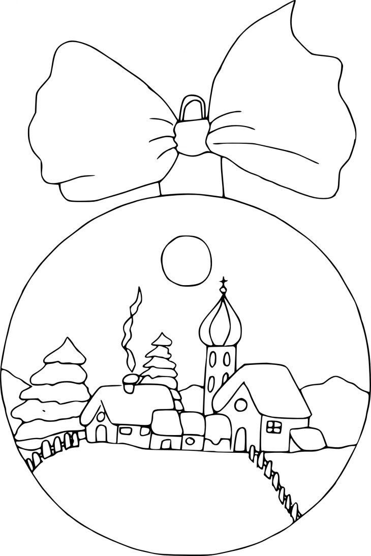 Coloriage Village Dans Boule De Noël À Imprimer Sur pour Coloriage Village De Noel