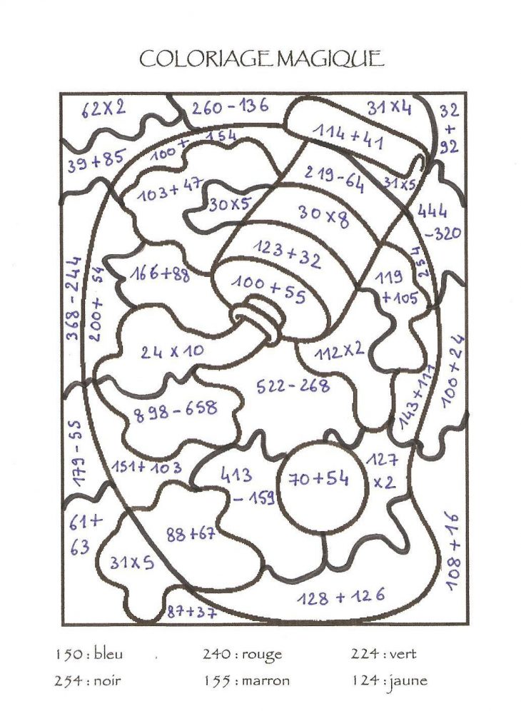 Coloriages Magiques tout Coloriage Magique Ce2 Soustraction
