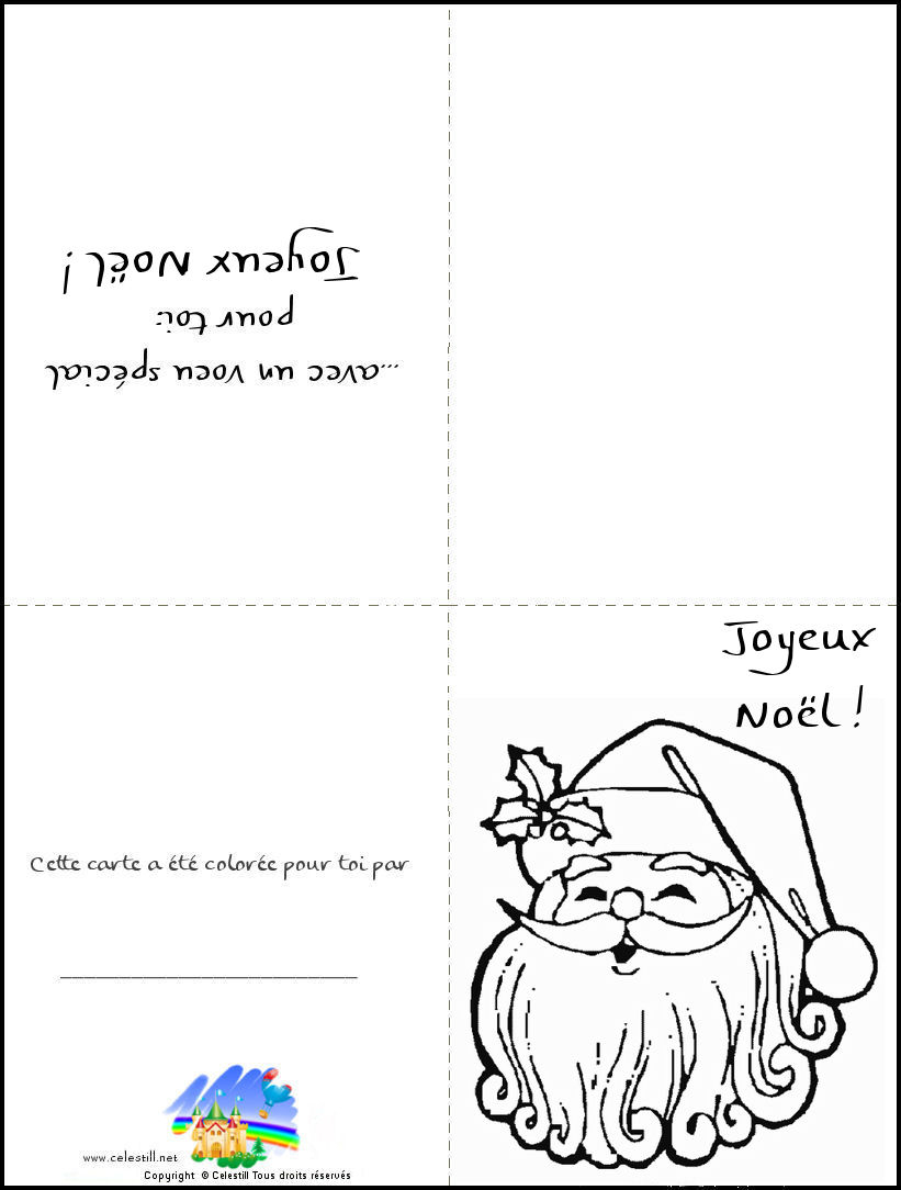 Coloriages Noël - Carte À Imprimer Et À Colorier Père Noël pour Carte De Noel A Colorier