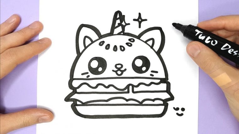 Comment Dessiner Et Colorier Un Hamburger Chat Licorne encequiconcerne Dessin Facile Pour Fille