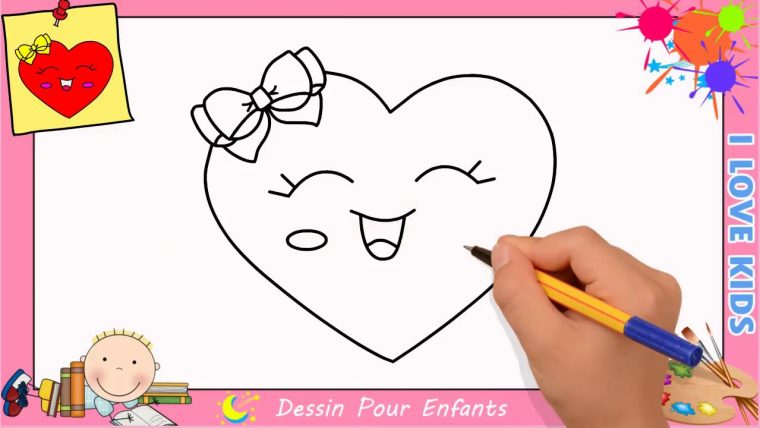 Comment Dessiner Un Coeur Emoji Kawaii & Facilement Pour Enfants 7 concernant Dessin Facile Pour Enfant