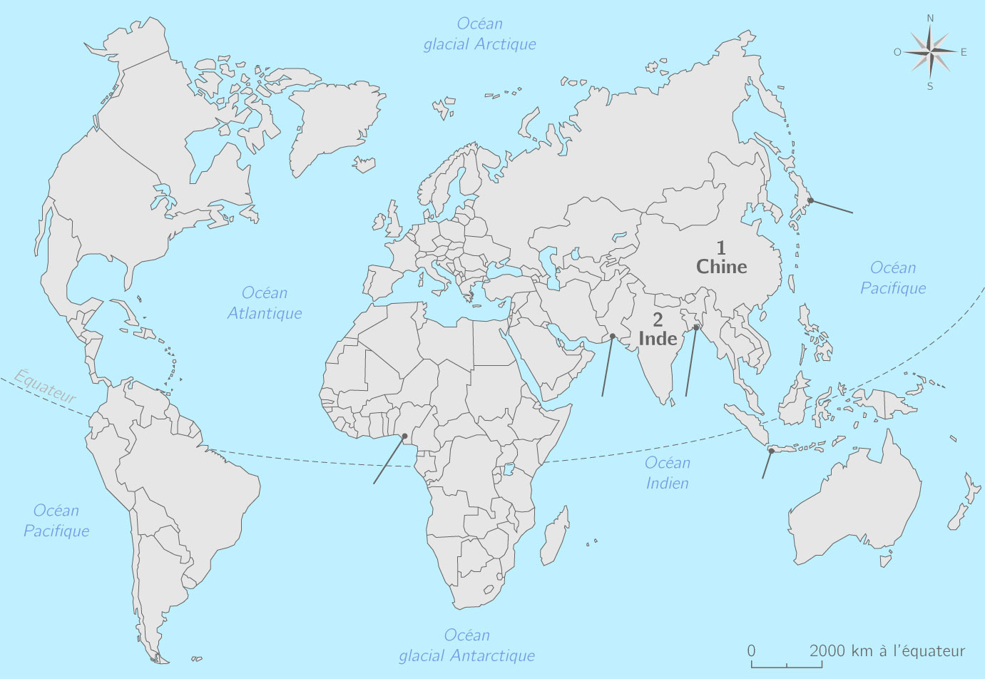 Compléter La Carte Des Etats Les Plus Peuplés Au Monde - 5E à Carte Du Monde À Compléter En Ligne