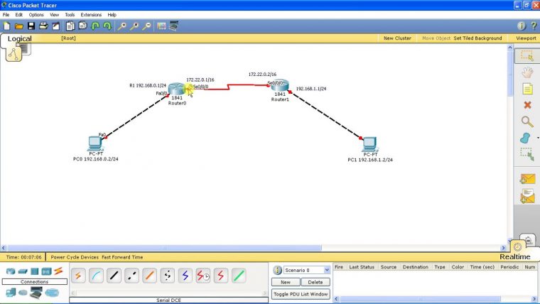 Configuration 2 Routeur Cisco Mode Sériels Avec Le Routage Rip pour Relier Deux Pc