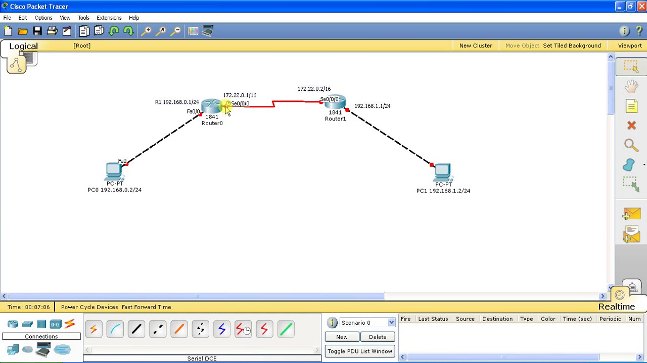 Configuration 2 Routeur Cisco Mode Sériels Avec Le Routage Rip pour Relier Deux Pc