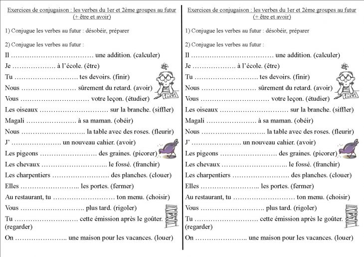 Conj 12 Ce2 : Les Verbes Du 1Er Et 2Ème Groupes Au Futur destiné Exercice De Ce2 Gratuit