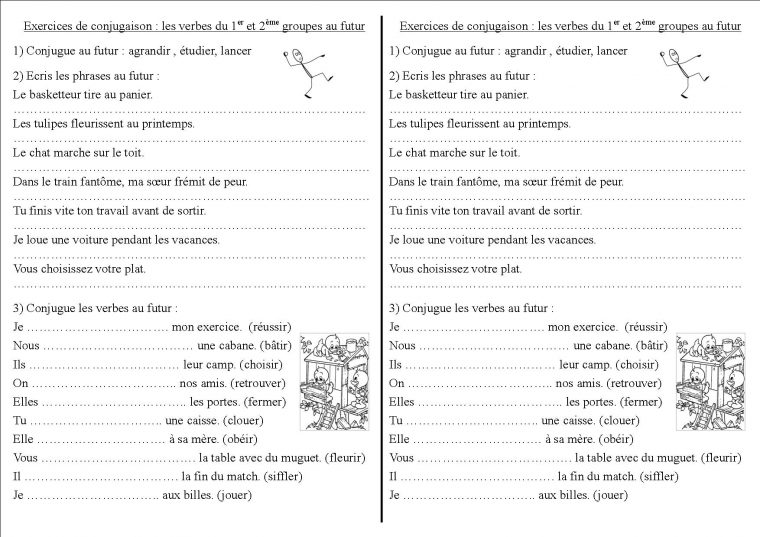 Conj 12 Ce2 : Les Verbes Du 1Er Et 2Ème Groupes Au Futur serapportantà Exercice Cm1 Conjugaison À Imprimer