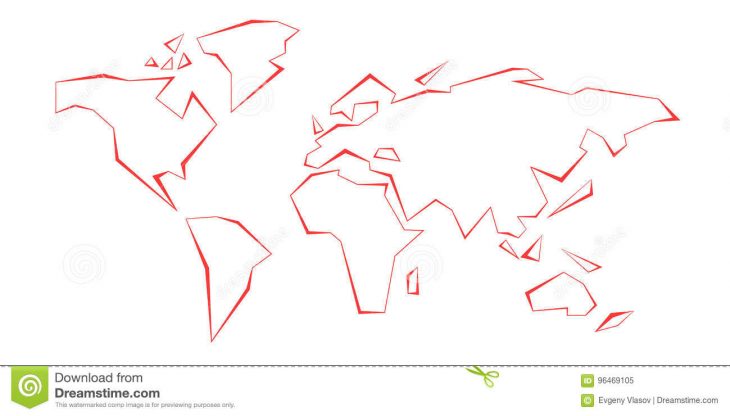 Continents De Découpe Carte Du Monde Ligne Rouge Descripteur encequiconcerne Carte Du Monde En Ligne