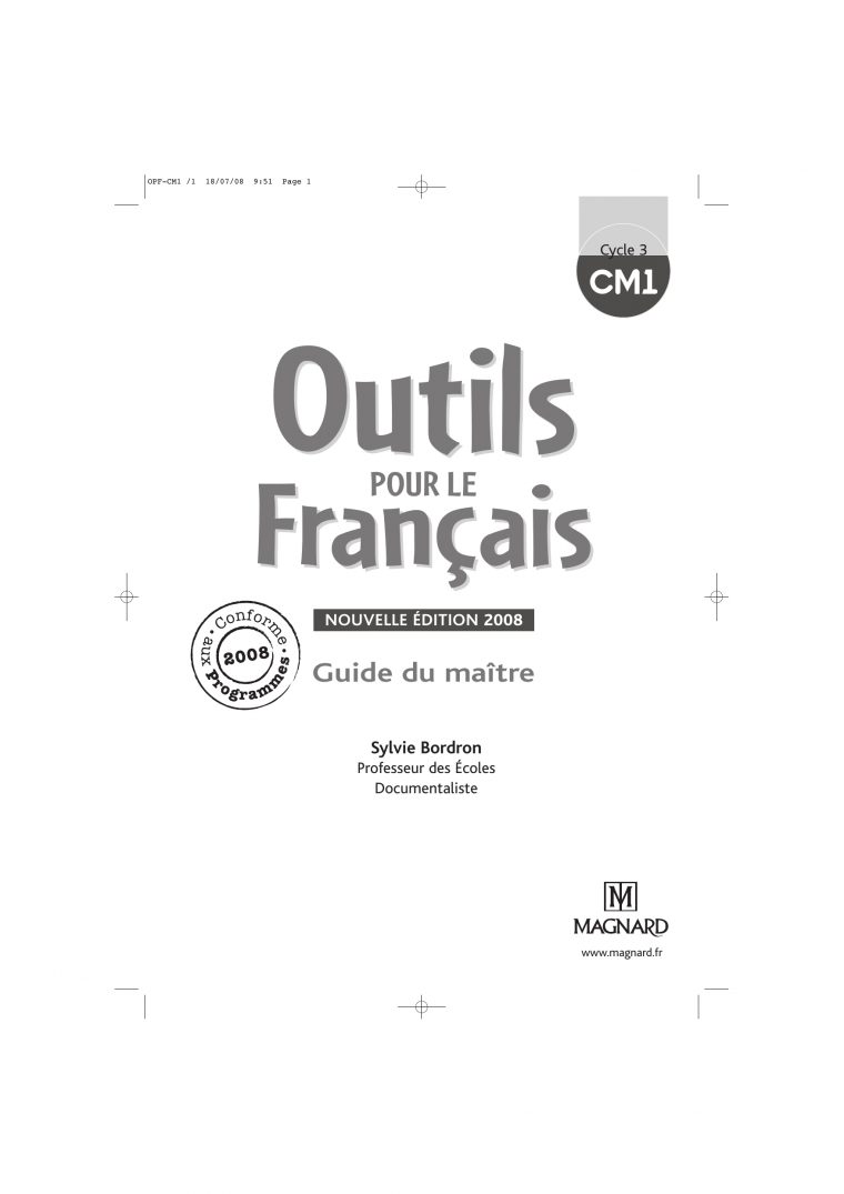 Corrigés Des Exercices – Outils Pour Le Français Cm1 à Exercice Cm1 Conjugaison À Imprimer