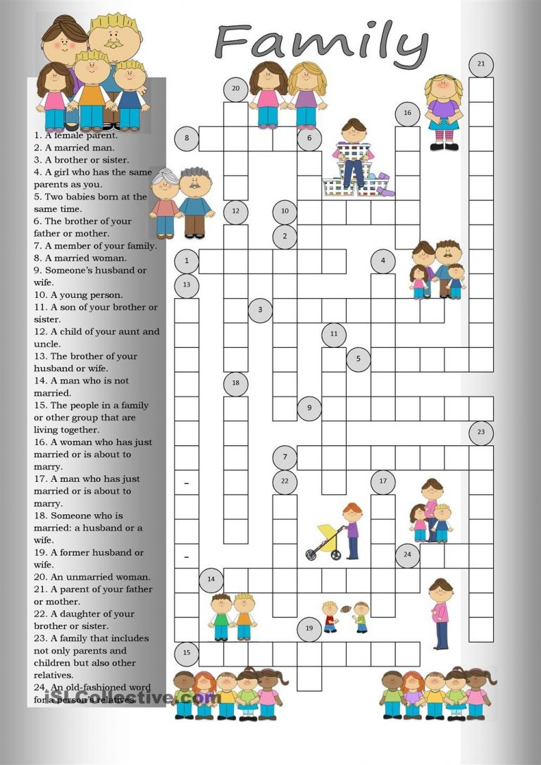 Crossword: Family Apprendre L #39 anglais Activités En serapportantà Mot