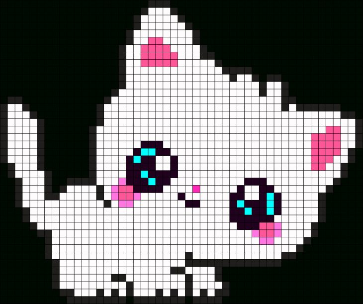 Cute Kitty Perler Bead Pattern / Bead Sprite | Kanaviçe dedans Pixel Art Fraise