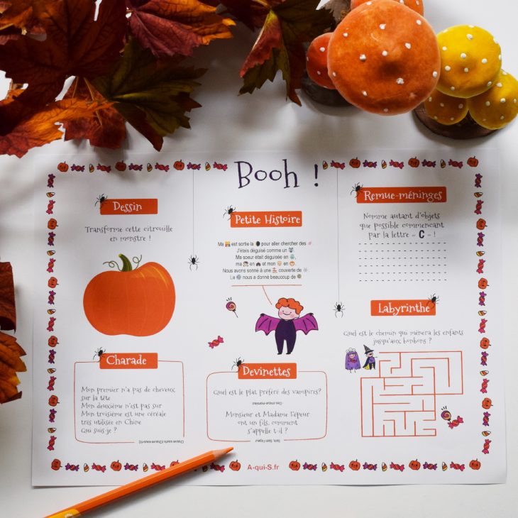 Décoration D'halloween Pour Enfant : Un Set De Table Gratuit dedans Charade A Imprimer