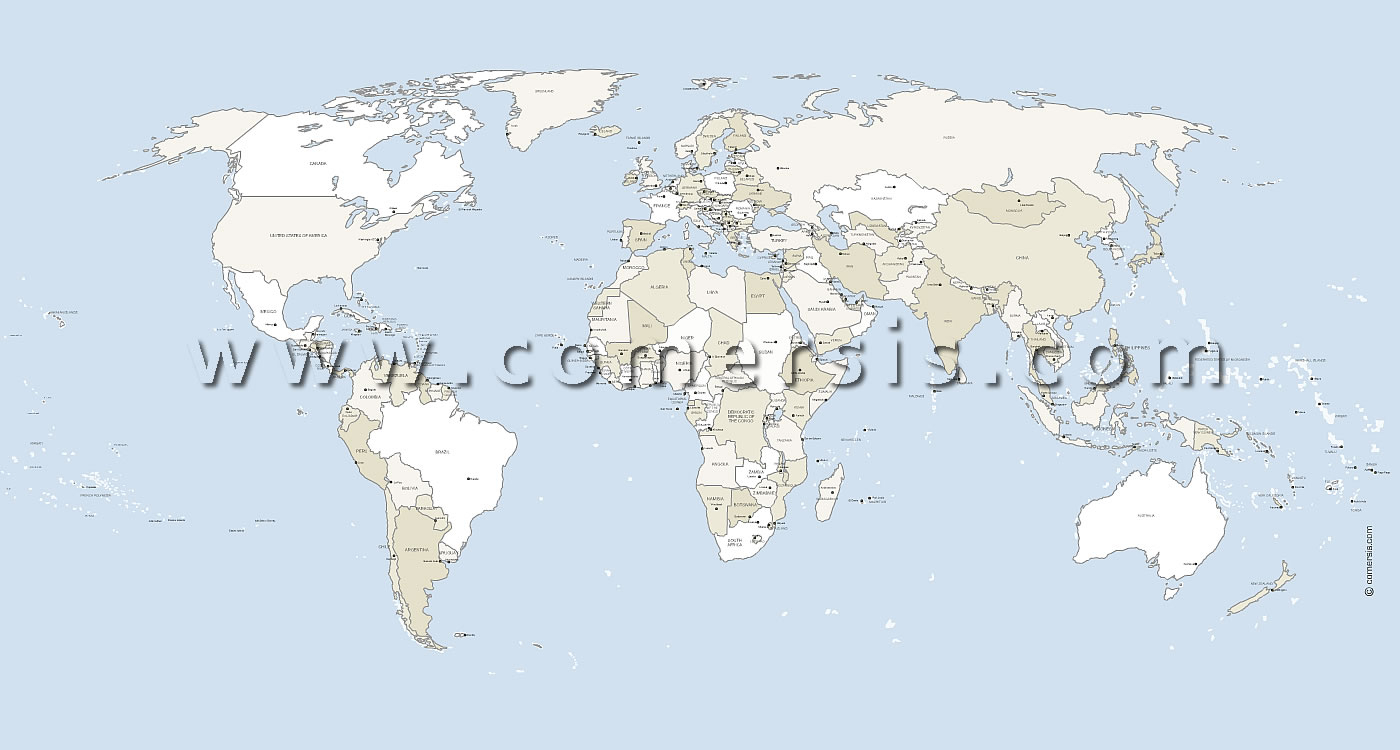 Des Pays Du Monde Vectorielle Avec Capitales destiné Carte Du Monde Avec Capitales Et Pays