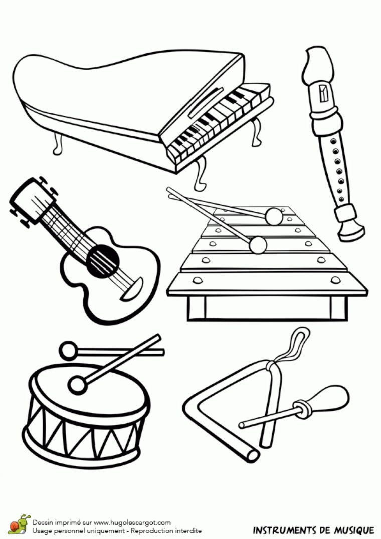 Dessin À Colorier D'instruments De Musique destiné Activité Musicale Maternelle