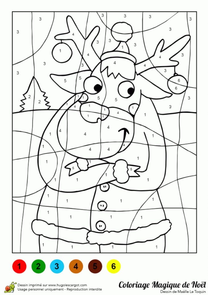 Dessin À Colorier D'un Joyeux Renne De Noël serapportantà Coloriage Codé Noel