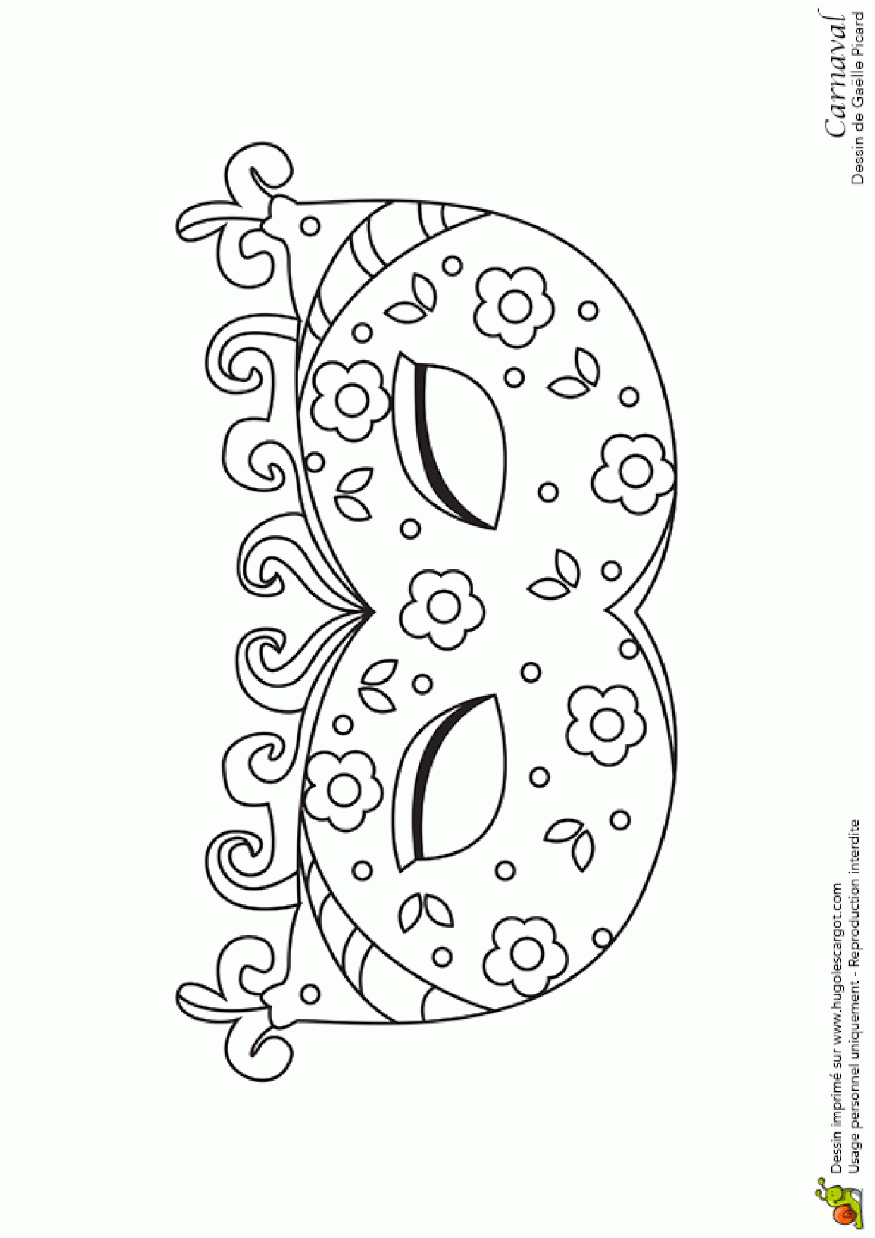 Dessin À Colorier D&amp;#039;un Masque De Carnaval Avec Des Petites avec Masque Carnaval Maternelle À Imprimer 