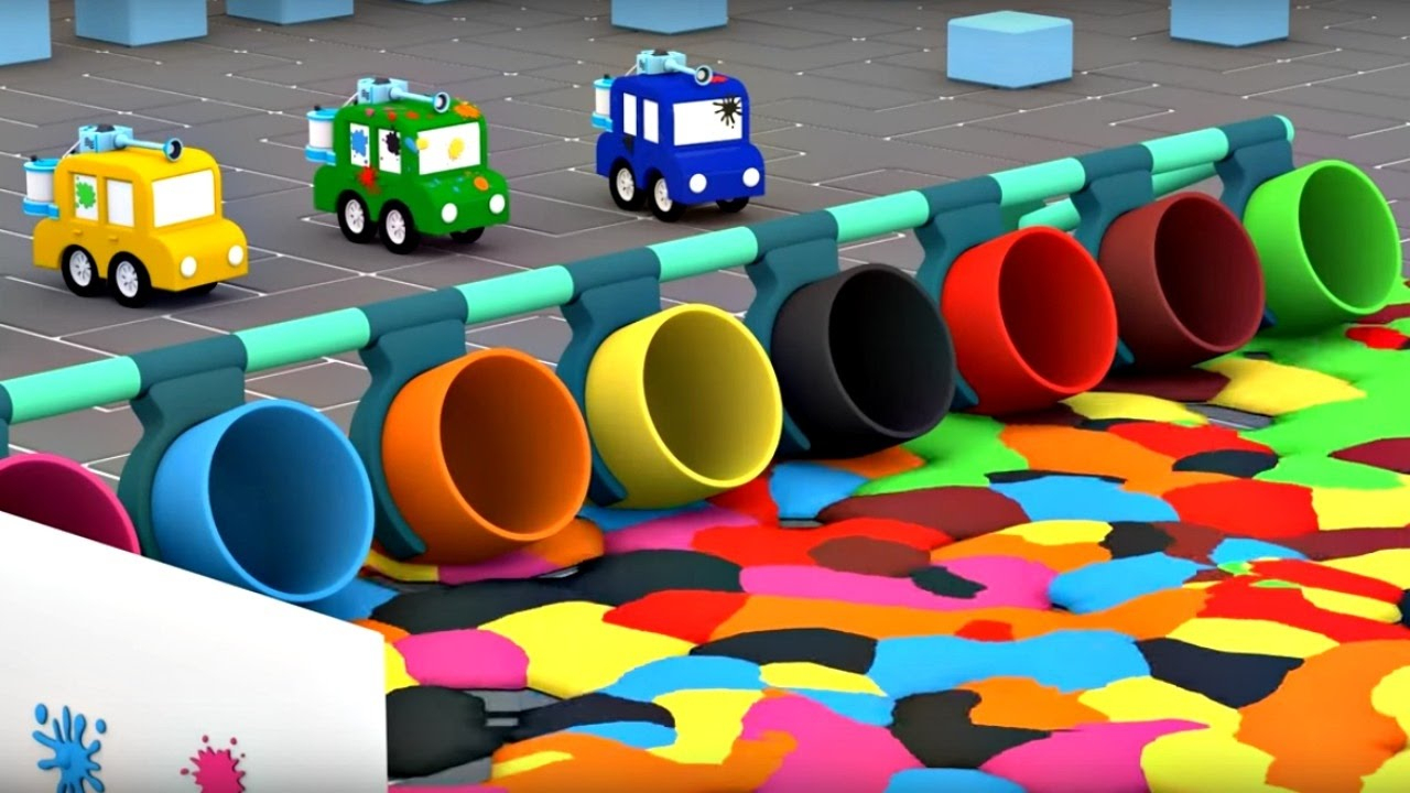 Dessin Animé Éducatif Pour Enfants De 4 Voitures - Paint-Ball destiné Jeux De La Voiture Jaune 
