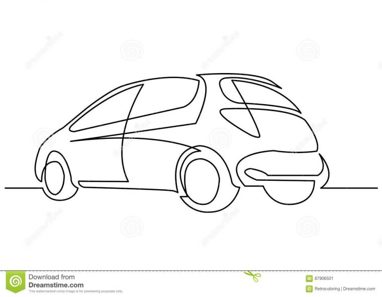 Dessin Au Trait Continu De Voiture De Berline Avec Hayon pour Voiture Facile À Dessiner