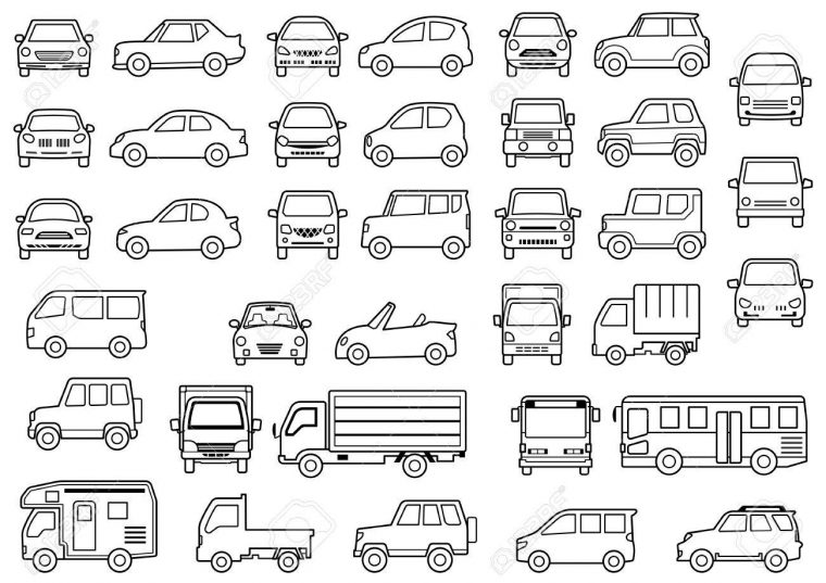 Dessin En Ligne De Voiture Simple Et Côté- concernant Voiture Facile À Dessiner