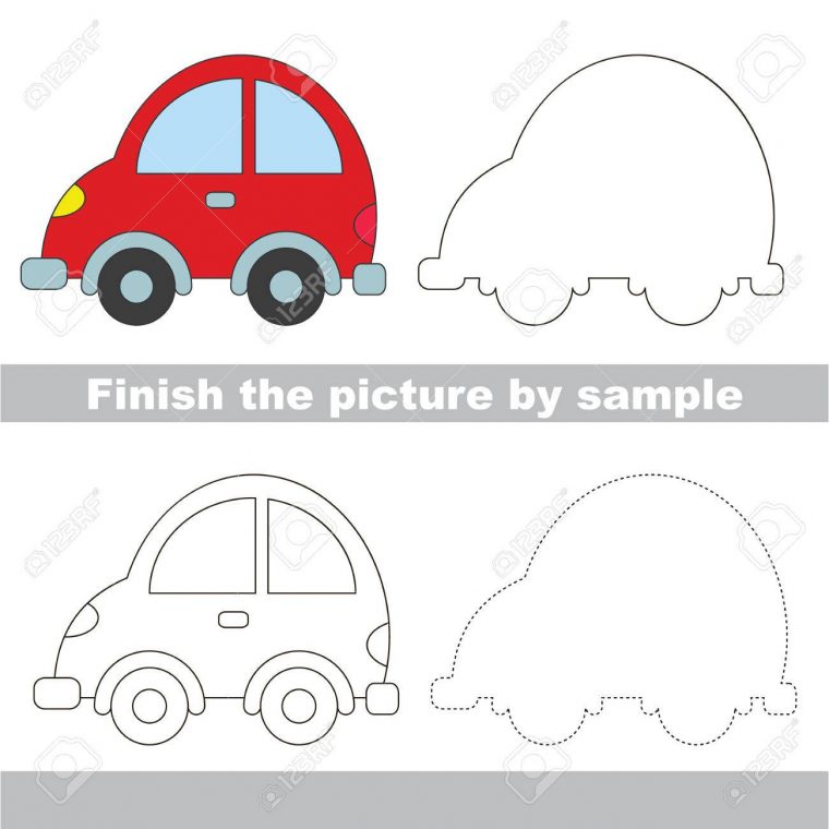 Dessiner Une Feuille De Travail Pour Les Enfants. Facile Jeu Éducatif Pour  Enfants. Niveau De Difficulté Simple. Terminer L'image Et Dessiner La dedans Voiture Facile À Dessiner