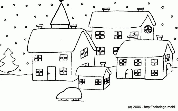 Dessins Gratuits À Colorier – Coloriage Villages À Imprimer destiné Coloriage Village De Noel