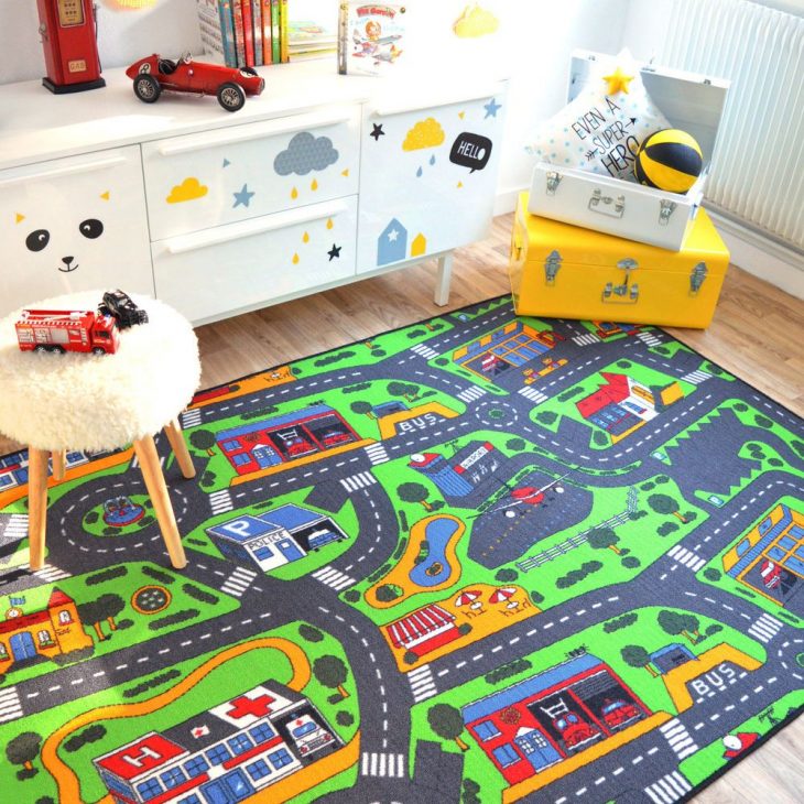 Détails Sur Tapis De Jeux Circuit De Voitures Ville 145X200 tout Jeux De Fille De Voiture