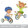 Deux Bébé Garçon Et Une Fille Faire Du Vélo. Été Les Jeux De Plein Air Pour  Les Enfants. Enfants Sports D'été. concernant Jeux Pour Garçon Et Fille