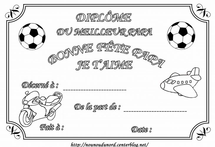 Diplôme À Colorier Pour La Fête Des Pères encequiconcerne Coloriage Fete Des Peres A Imprimer Gratuit