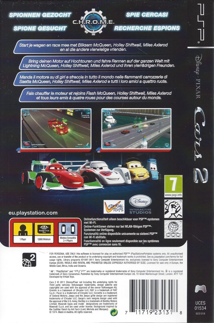 Disney Pixar Cars 2 For Playstation Portable Psp – Passion tout Quatres Image Un Mot