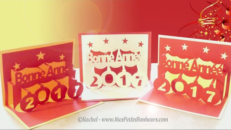 Diy Carte 3D Pop Up Bonne Année 2017 – Tuto Et Gabarit À Imprimer destiné Carte De Bonne Année Gratuite A Imprimer