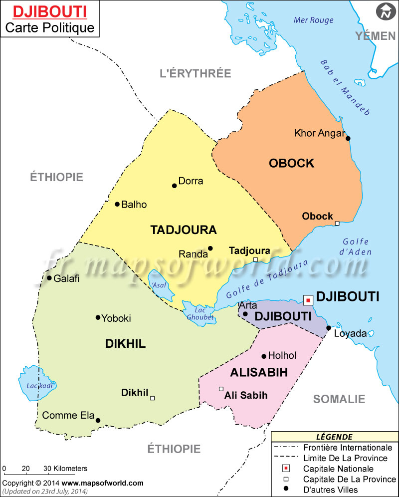 Djibouti Carte à Carte Du Monde Et Leur Capitale