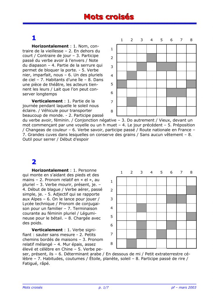 Document serapportantà Esquiver Mots Fleches