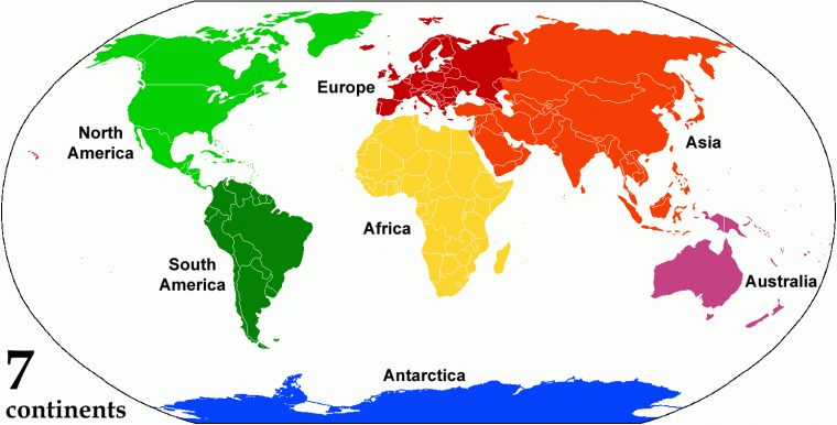 Dünya 7 Kıta Haritası à Carte Du Monde Avec Continent