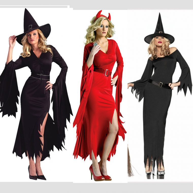 €19.96 5% De Réduction|Livraison Gratuite Fête D'halloween Y Femmes  Adultes Noir Rouge Diable Vampire Gothique Fantôme Sorcière Robe Costume à Image De Sorcière Gratuite