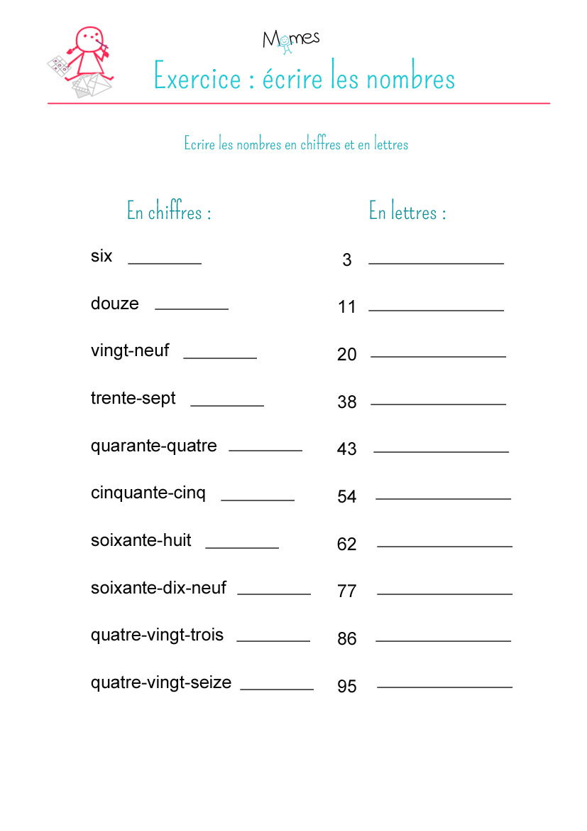 Ecrire En Chiffres Et En Lettres: Exercice - Momes encequiconcerne Apprendre Les Chiffres En Français