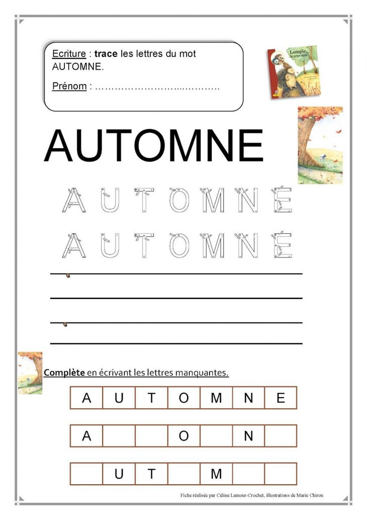 Écriture+Automne 1 132 × 1 600 Pixels | Activités encequiconcerne Cours Moyenne Section Maternelle