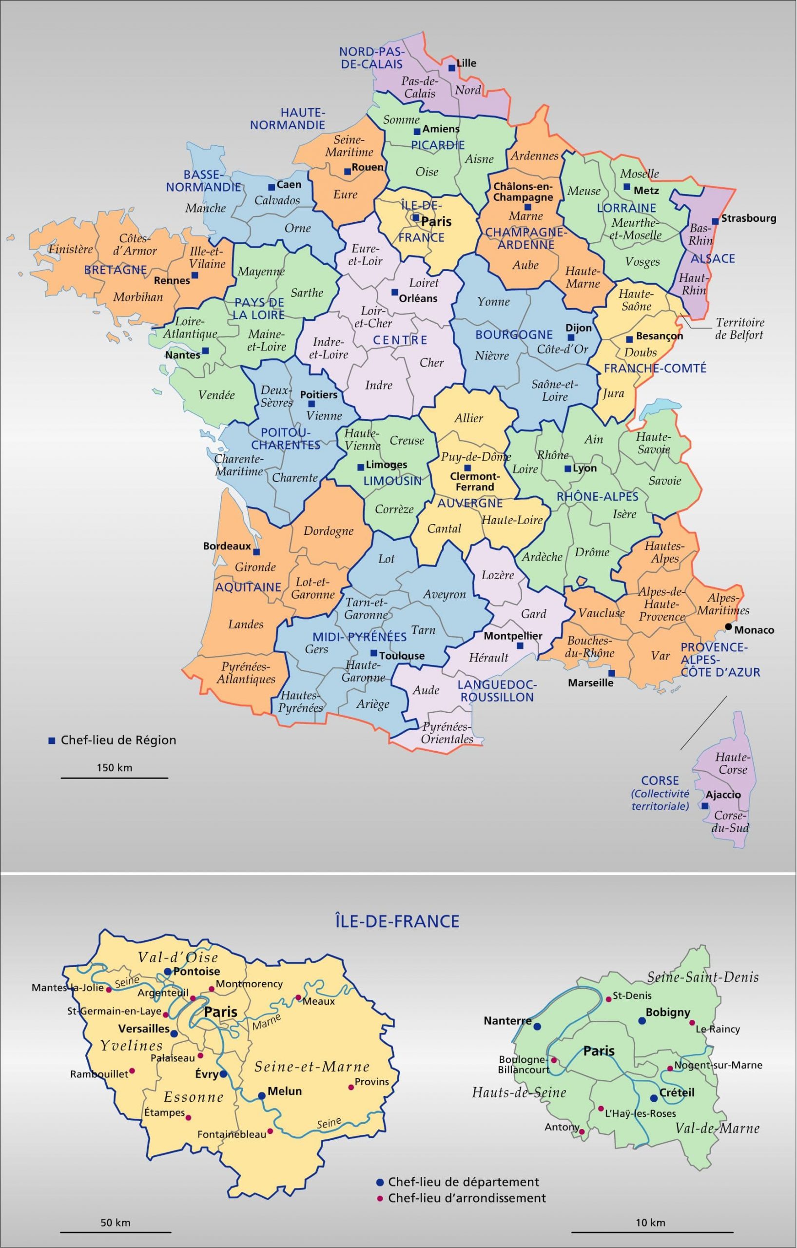 Encyclopédie Larousse En Ligne - France : Régions Et encequiconcerne Departement Et Chef Lieu